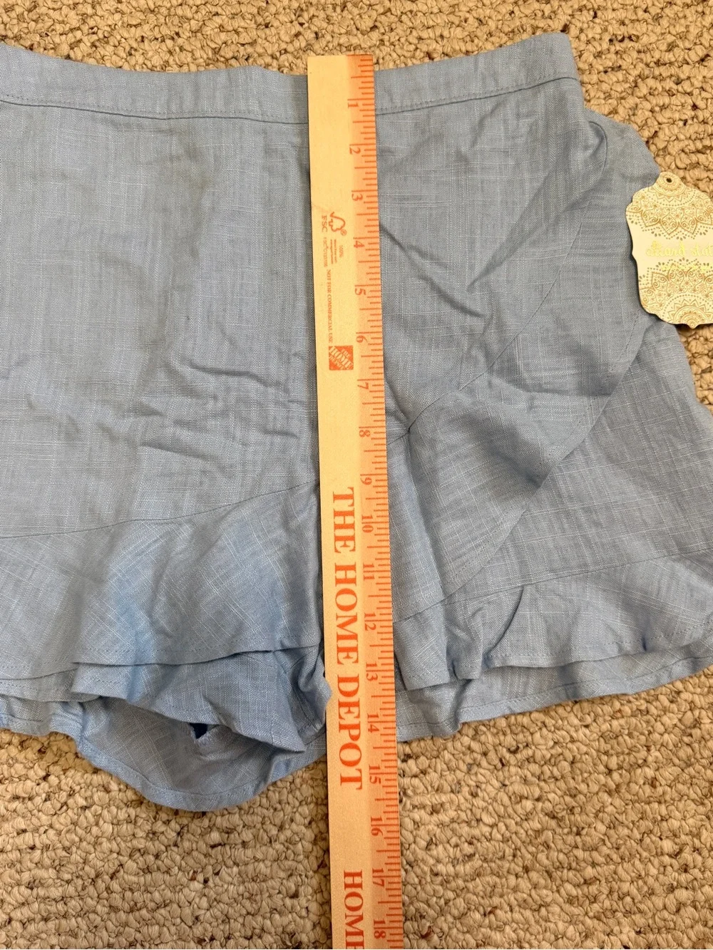 Altar’d State NWT Blue Linen Blend Ruffle Wrap Skort Shorts Medium‎